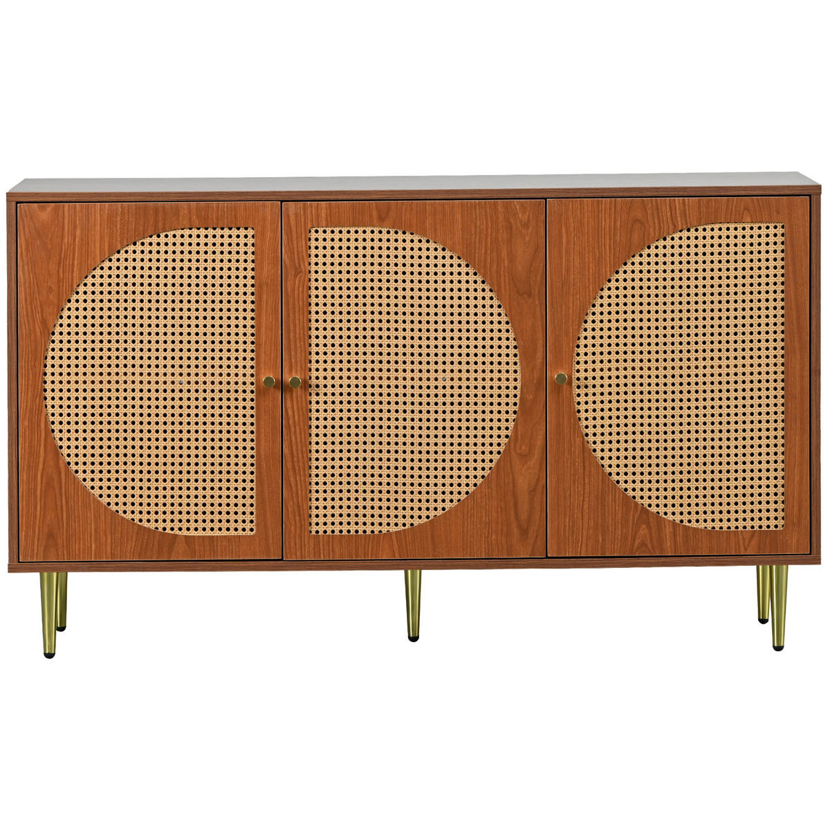 SIDEBOARD 129,8/40/76 cm Walnuss aus Spanplatte mit 3 Türen - Walnussfarben, Holzwerkstoff (129.8/76/40cm) - OKWISH