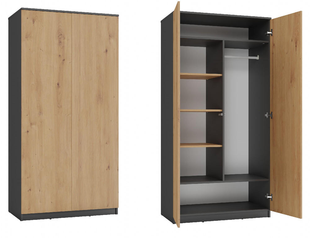 KLEIDERSCHRANK Anthrazit, Artisan 90/180/50 - Anthrazit, Holzwerkstoff (90/180/50cm) - RAUMHIRSCH FURNITURE