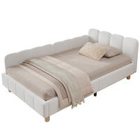 KINDERBETT 90/200 mit Rausfallschutz und gepolstertem Kopfteil in Beige - Beige, Holzwerkstoff/Textil (90/200cm) - EVRYAE
