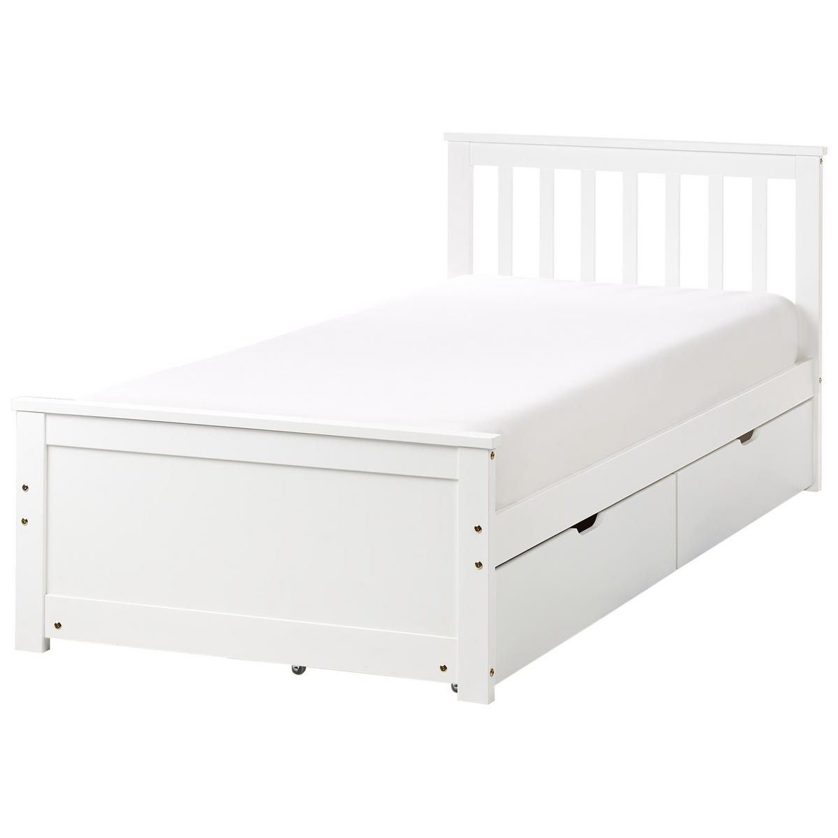 BETT mit Schubladen 90x200 cm Weiß Olendon - Weiß, Holz (90/200cm) - Beliani