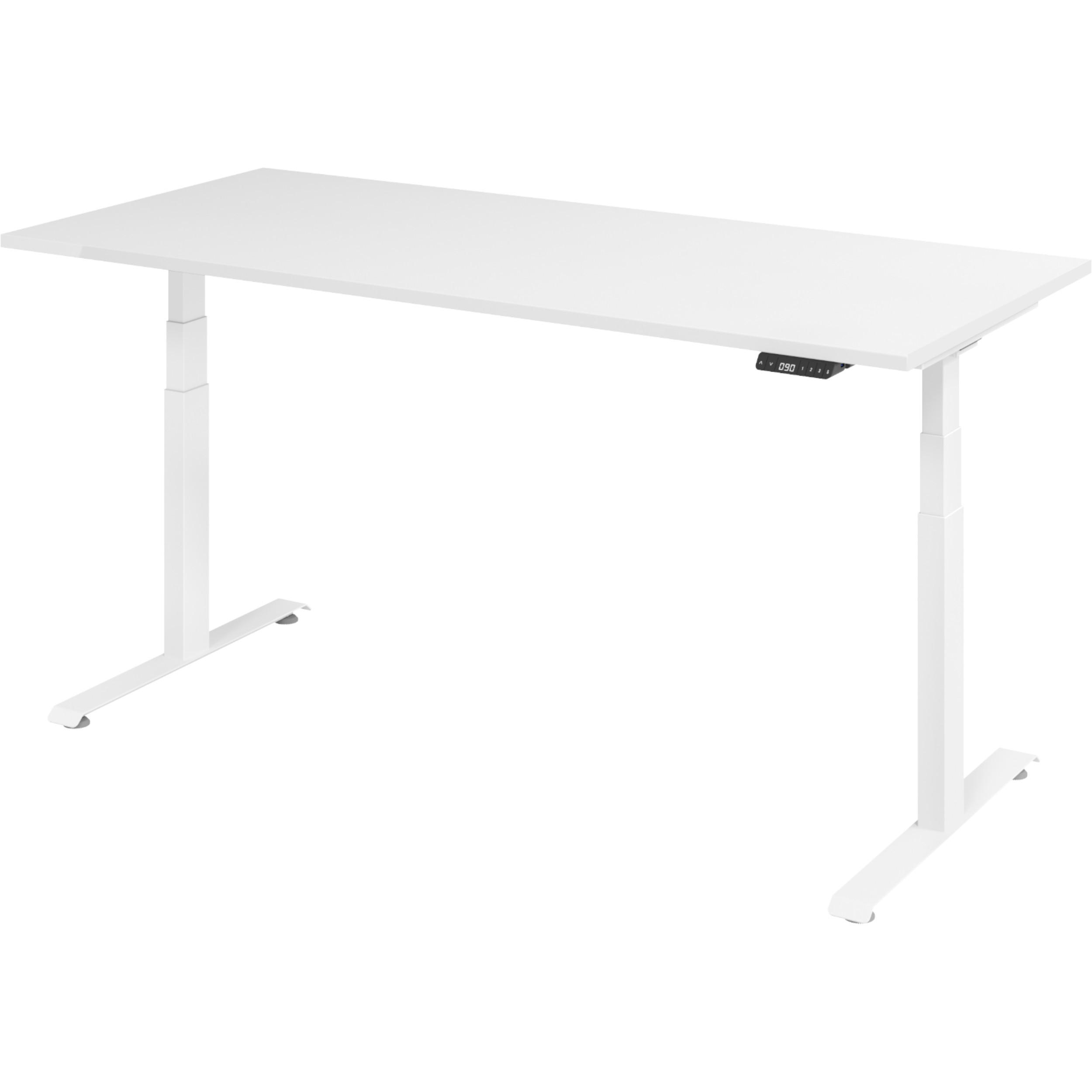 SCHREIBTISCH elektrisch 80/180/74 cm in Weiß/Weiß - Weiß, Holzwerkstoff (80/180/74cm) - bümö