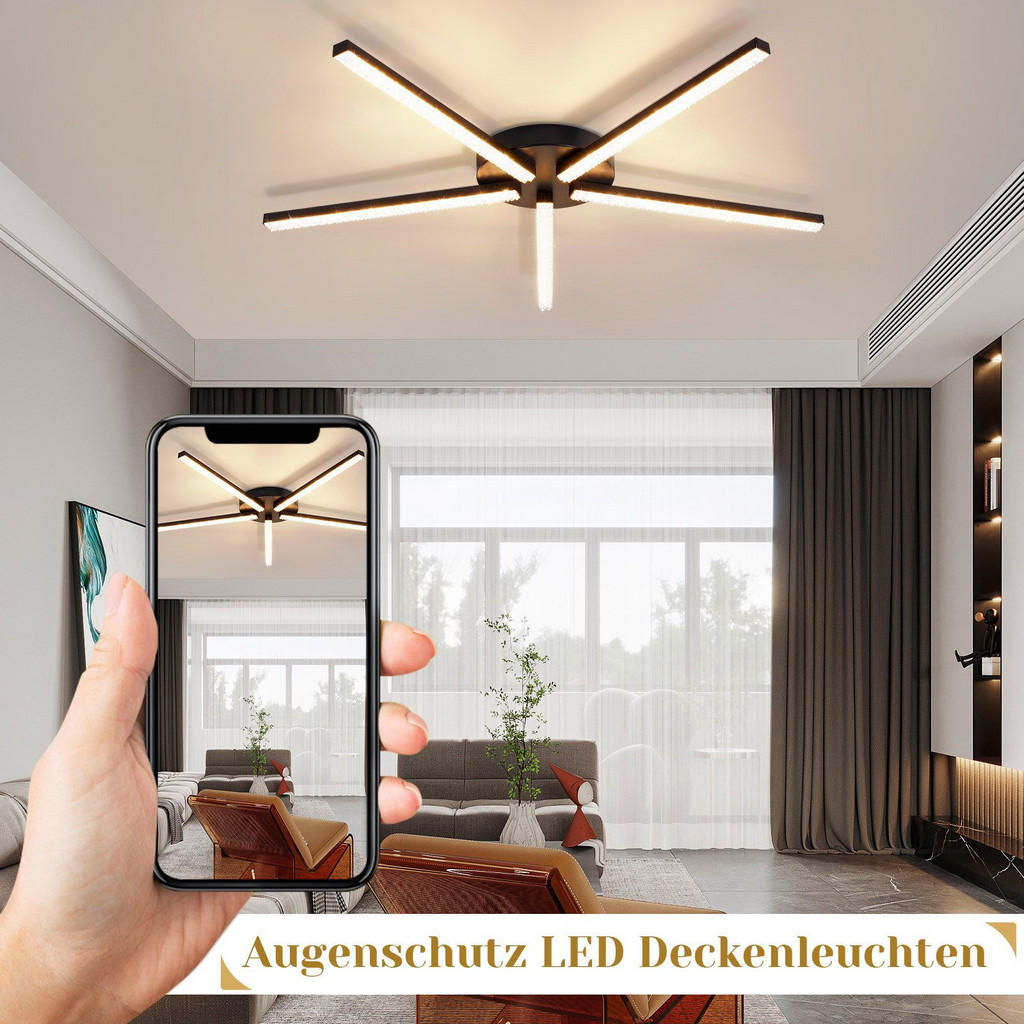 Thumbnail - ZMH Deckenleuchte, Schwarz, Kunststoff, 15x9x40 cm, Lampen & Leuchten, LED Beleuchtung, LED-Deckenleuchten