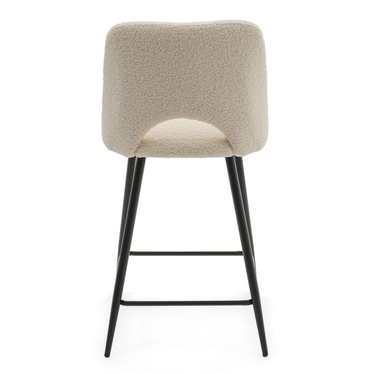 BARHOCKER ORO gepolsterter mit Steppung - hellbeige - Boucle - Ecru/Schwarz, Textil/Metall (48/94/55cm) - NEW HOME