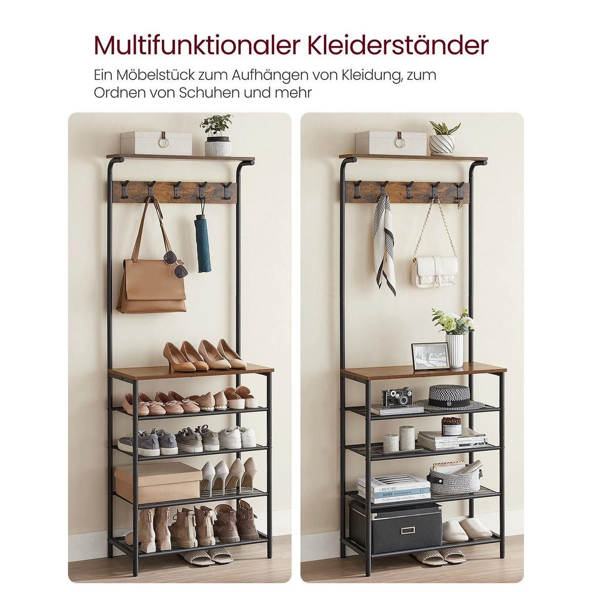 GARDEROBENSTÄNDER BIRMINGHAM - Braun, Holzwerkstoff (68/183.5/31.5cm) - Hansiro