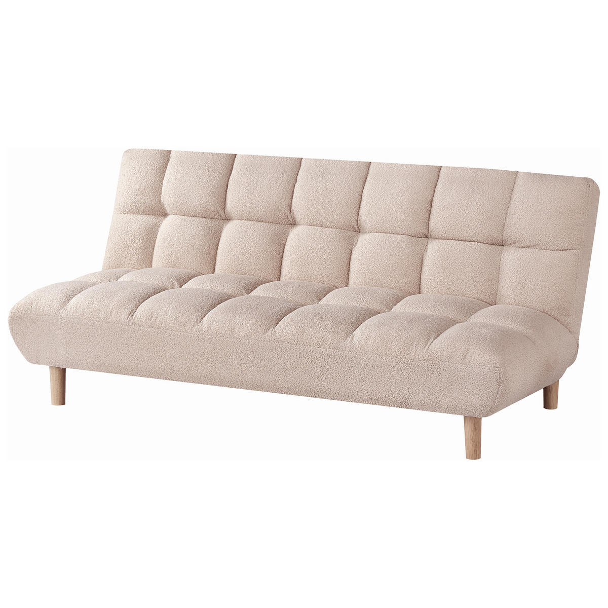 SCHLAFSOFA 2-Sitzer Bouclé Beige Risor - Beige/Braun, Textil (190/83/90cm) - Beliani