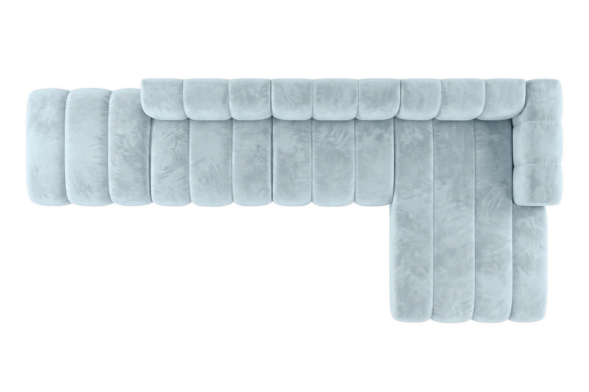 ECKSOFA Modulares In L-Form Mit Hocker, Velvet-Stoff Riviera, Babyblau, Rechts, GRAND - Hellblau, Holz (386/179cm) - Kaiser Möbel