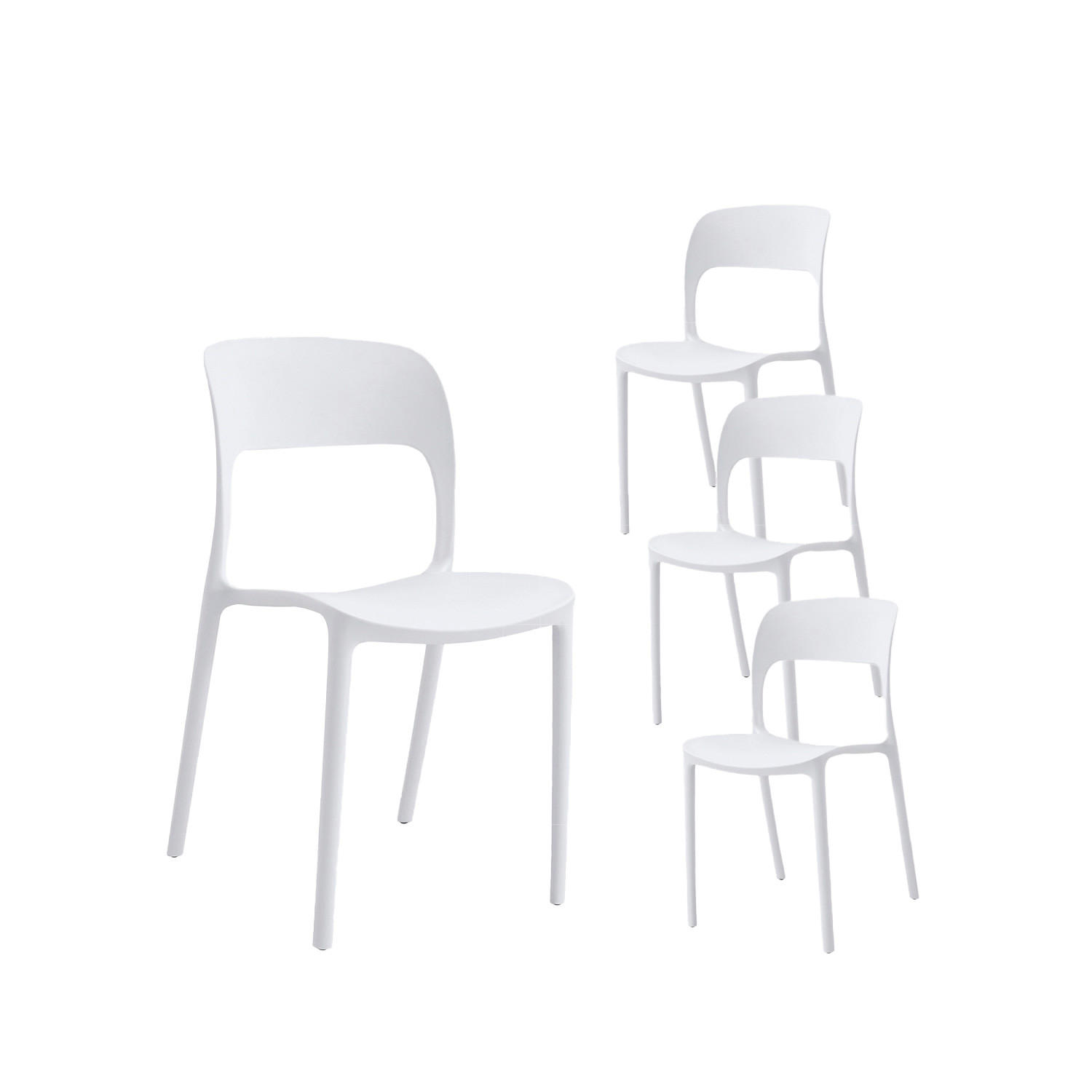 GARTENSTUHL Klint Weiß 46 cm x 83 cm 4er-Set - Weiß, Kunststoff (46/83/58cm) - Klast Home