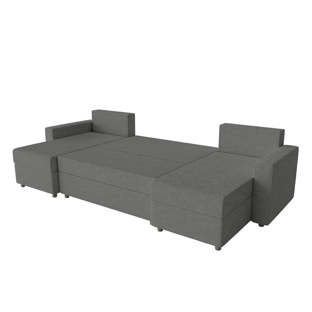 WOHNLANDSCHAFT Goka Lux U mit Schlaffunktion, Graphit - Graphitfarben, Textil (298/72/146cm) - Fedve