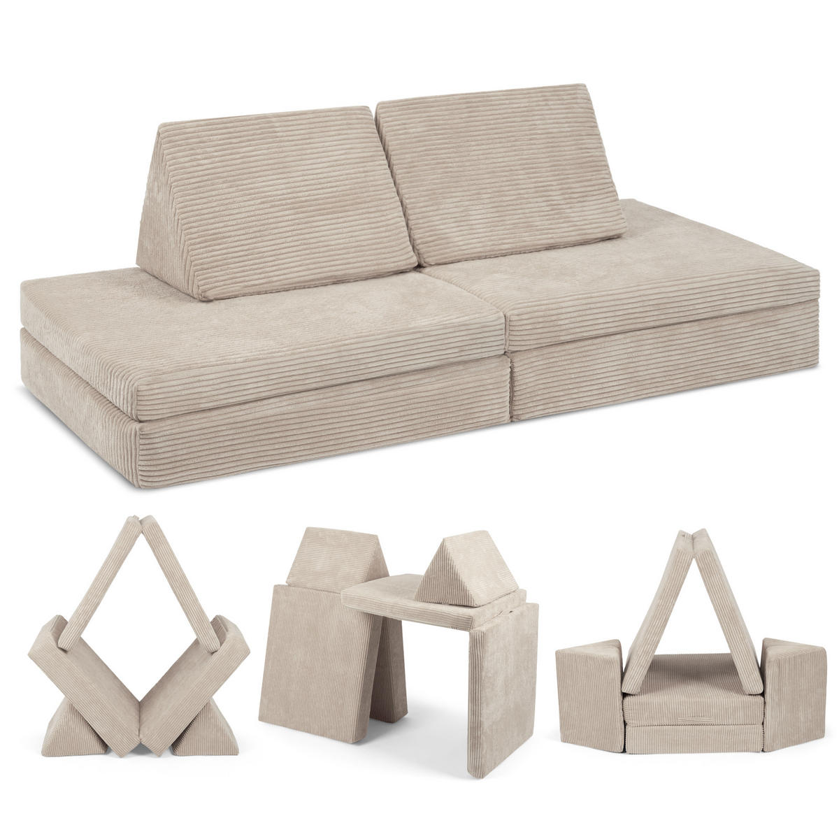 KINDERSOFA Spielparadies - Beige, Textil (66/52/150cm) - Linodino