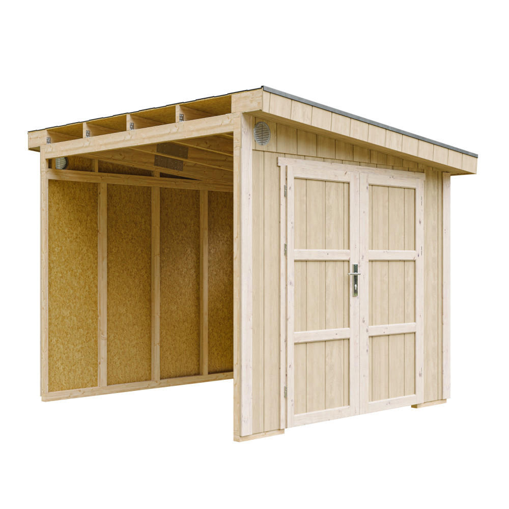GARTENHAUS 5,9 m² - H231x248x294 cm - Ohne Boden und Seitenwand – M938B - Beige, Holz (236/231/250cm) - Timbela