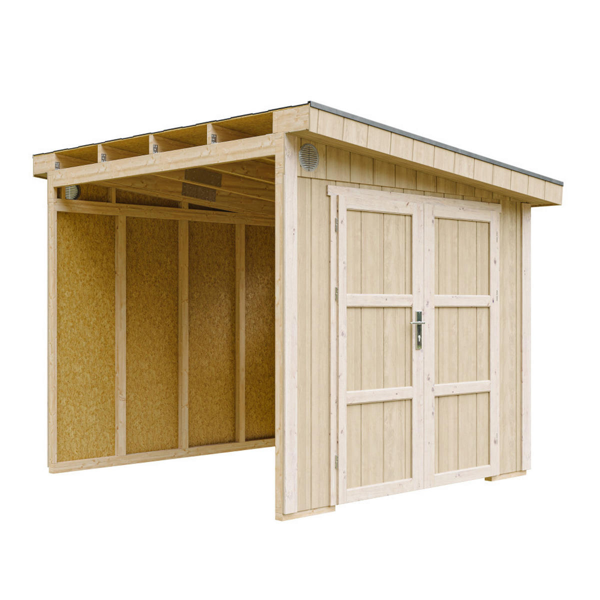 GARTENHAUS 5,9 m² - H231x248x294 cm - Ohne Boden und Seitenwand – M938B - Beige, Holz (236/231/250cm) - Timbela