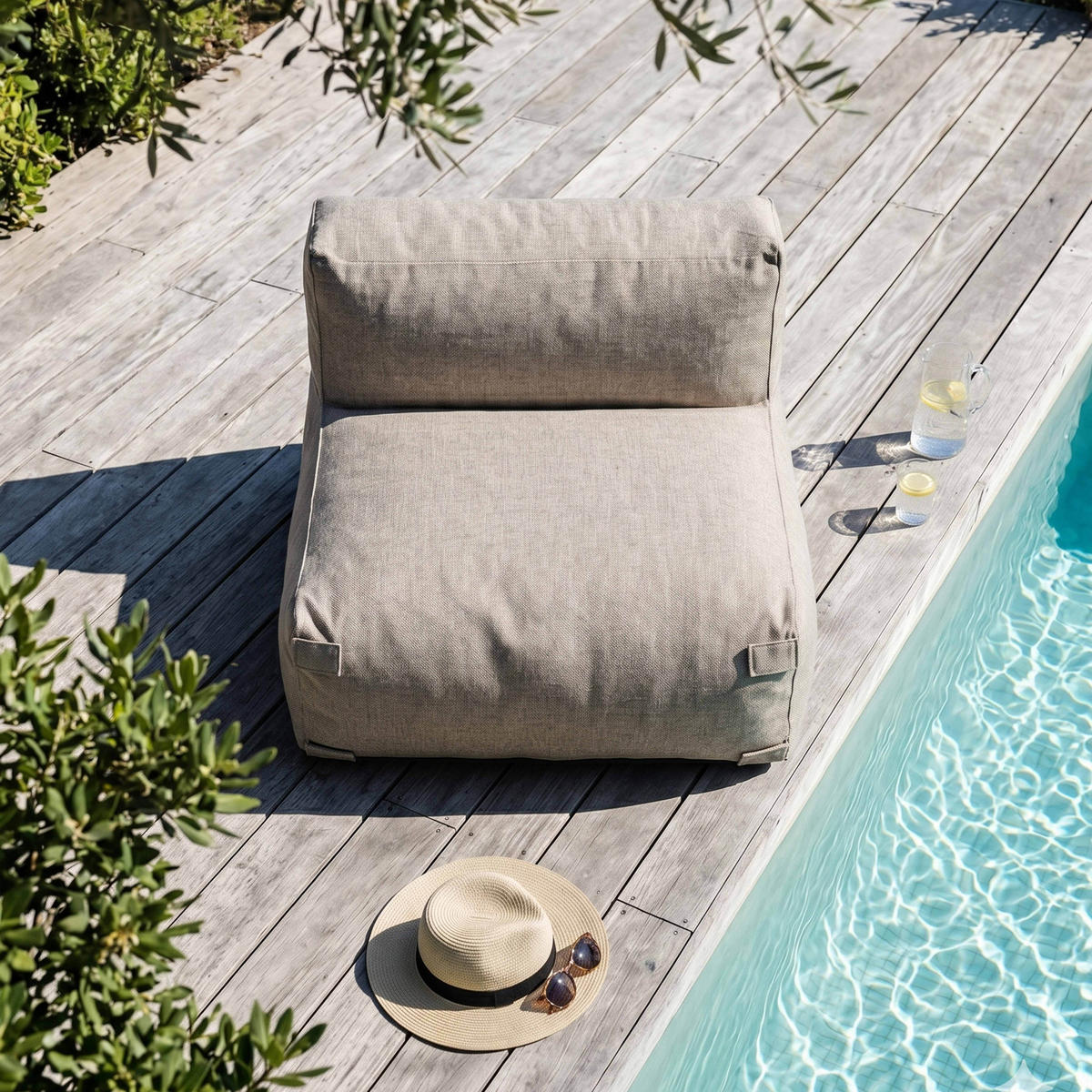 GARTENSOFA mit 3 Sitzplätzen, Sandfarbe - Gelb, Textil - Oviala
