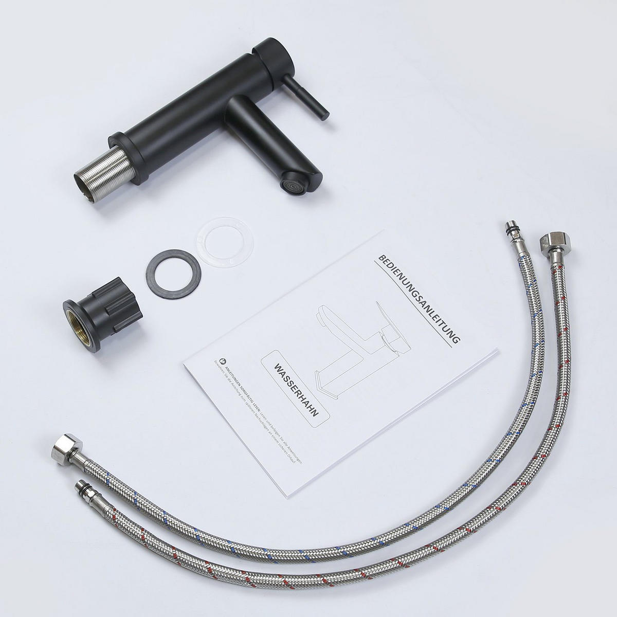 WASCHTISCHARMATUR Regniry 14.6/4.6/17.4 cm - Schwarz, Metall (4.6/17.4/14.6cm) - ZMH