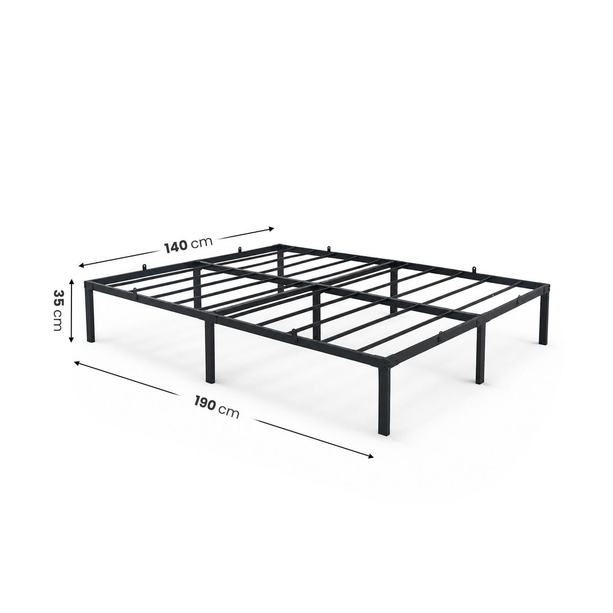 METALLBETT Klappbares 140x190 cm Schwarz - Schwarz, Metall - Akord