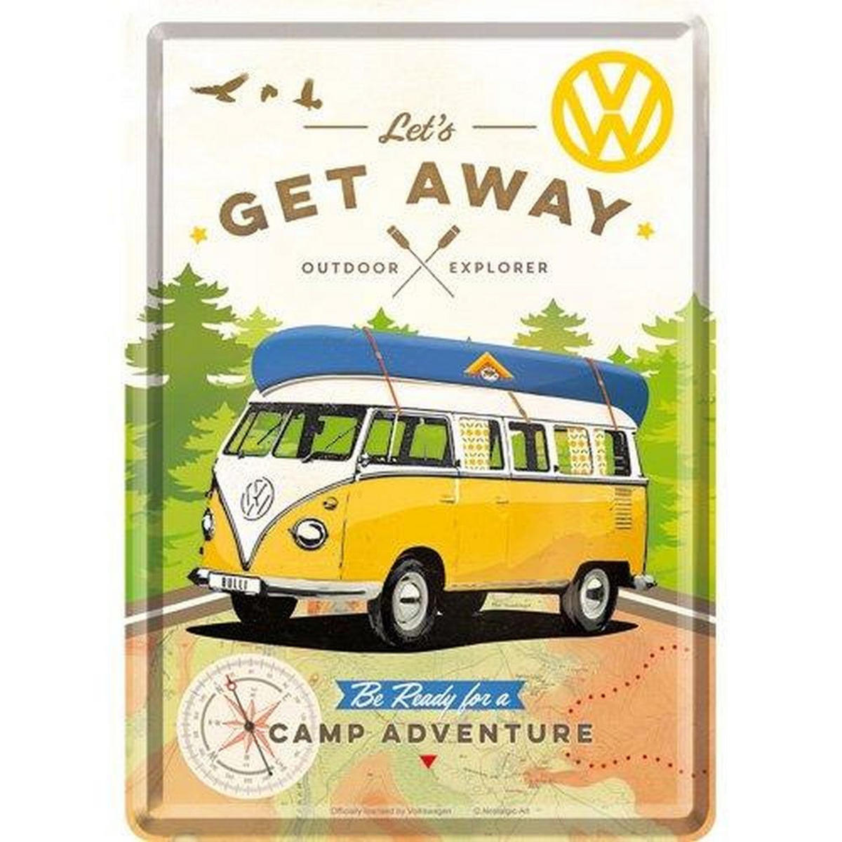 MINIBLECHSCHILD 10/14 cm Volkswagen VW Bulli Let's Get Away! - Multicolor, Metall (10/14/0.1cm) - Nostalgic-Art