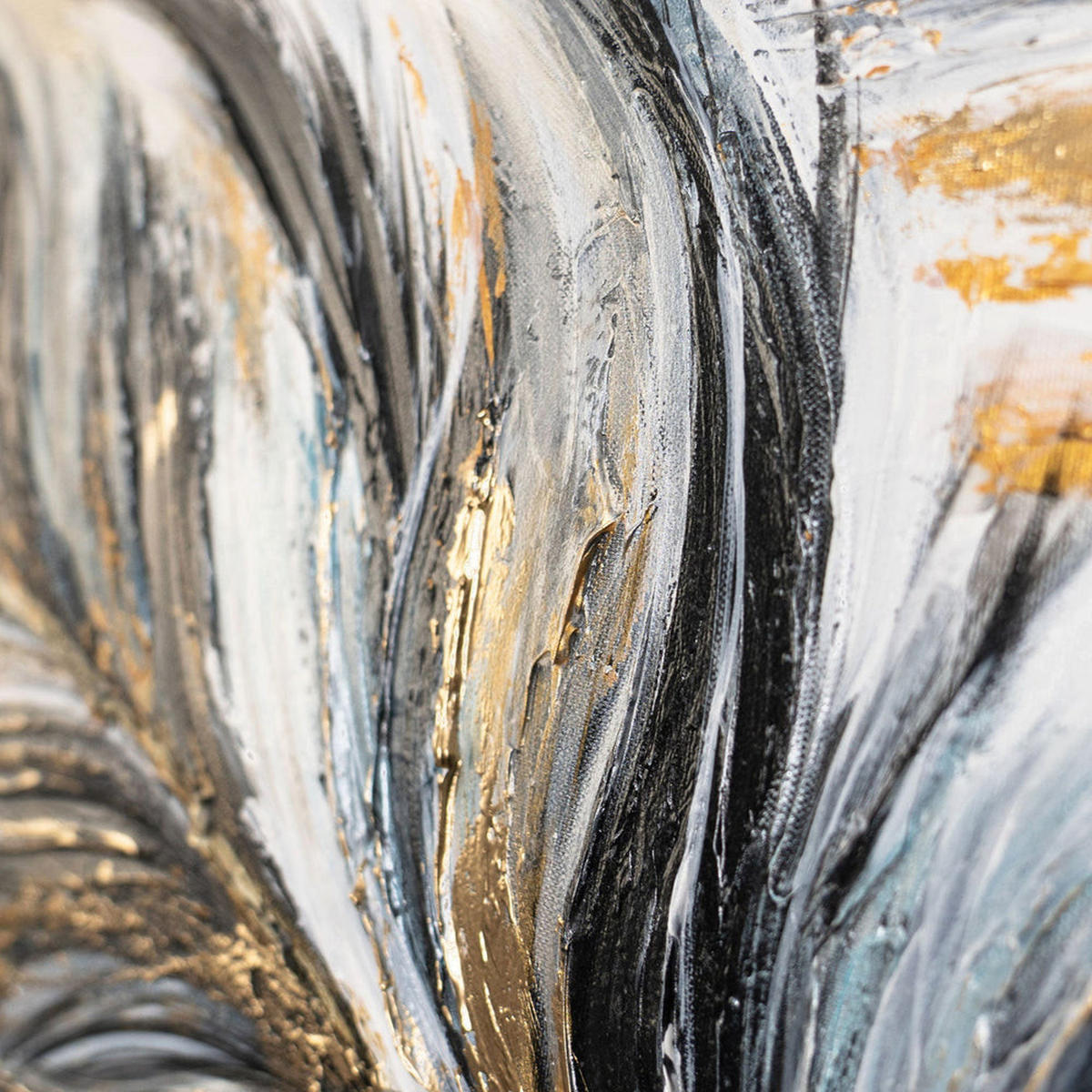 GEMÄLDE Goldene Feder auf Keilrahmen 115x50 cm - Schwarz, Holz (115/50cm) - YS-art gallery