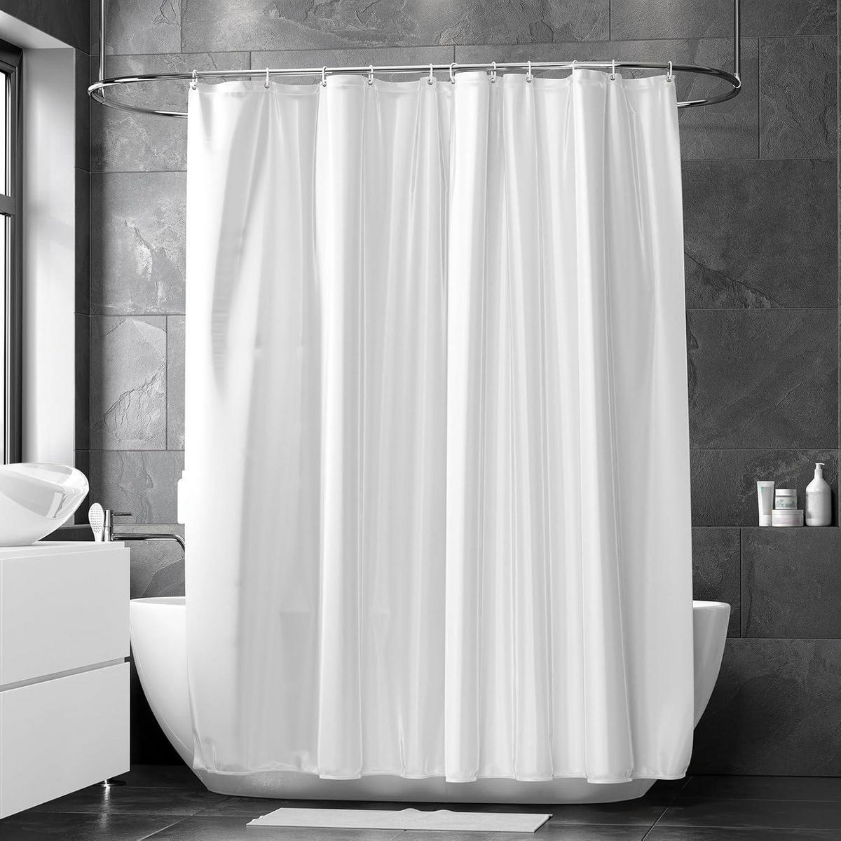 DUSCHVORHANG 120 x 180 cm Weiß Wasserabweisend Anti-Schimmel - Weiß, Kunststoff (120/180cm)