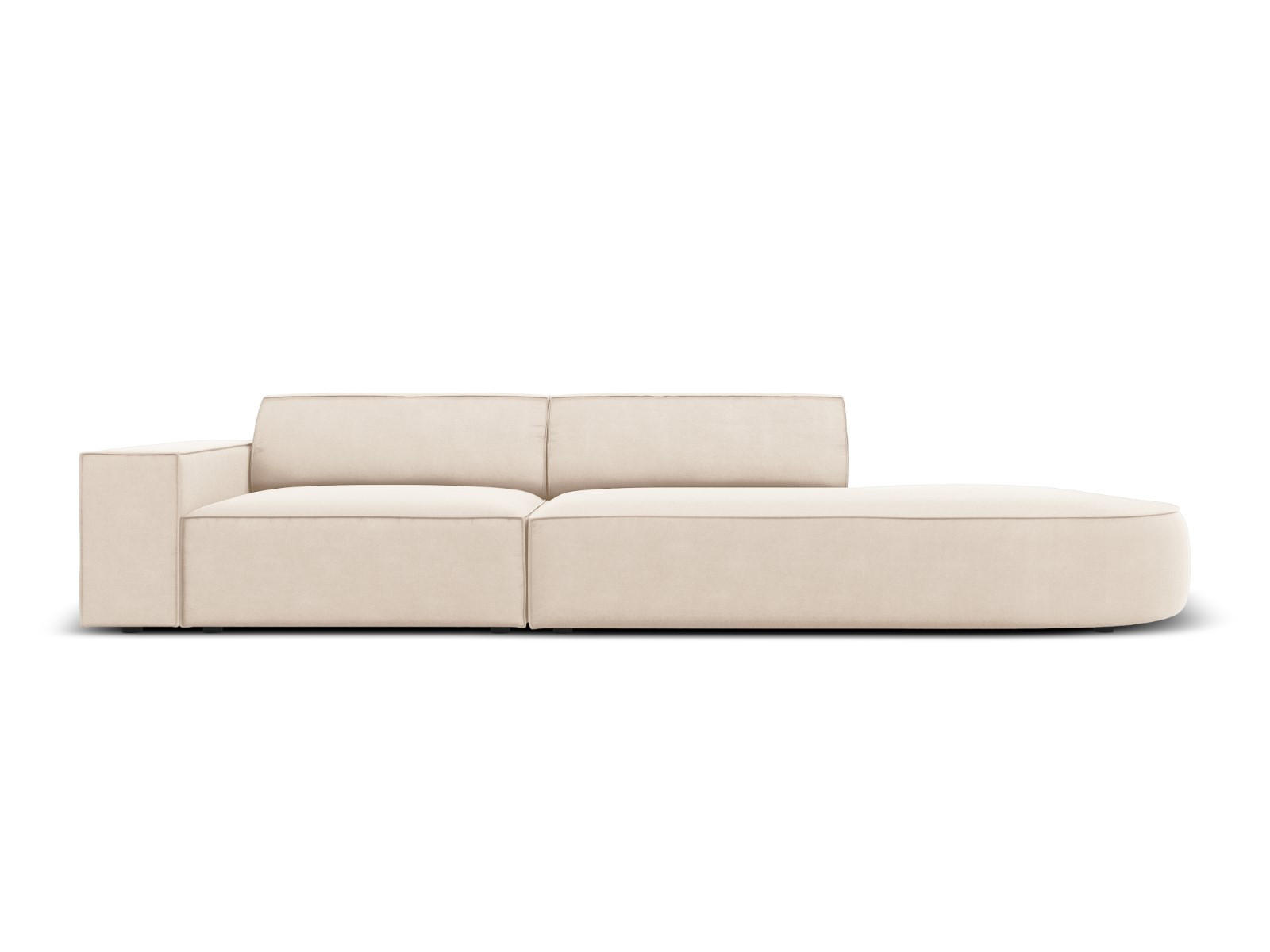 RECHTES-SOFA Jodie aus Samt leichtes beige 3 Sitzplätze - Beige, Textil (102/70/262cm) - Micadoni