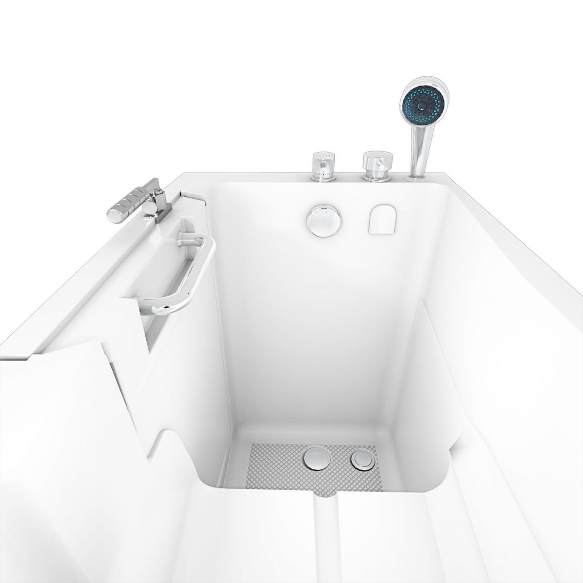 SITZBADEWANNE Senioren Sitzwanne mit Tür S08-C-R 110x68cm - Weiß, Glas/Kunststoff (68/114/110cm) - AcquaVapore by Sandra Jentho