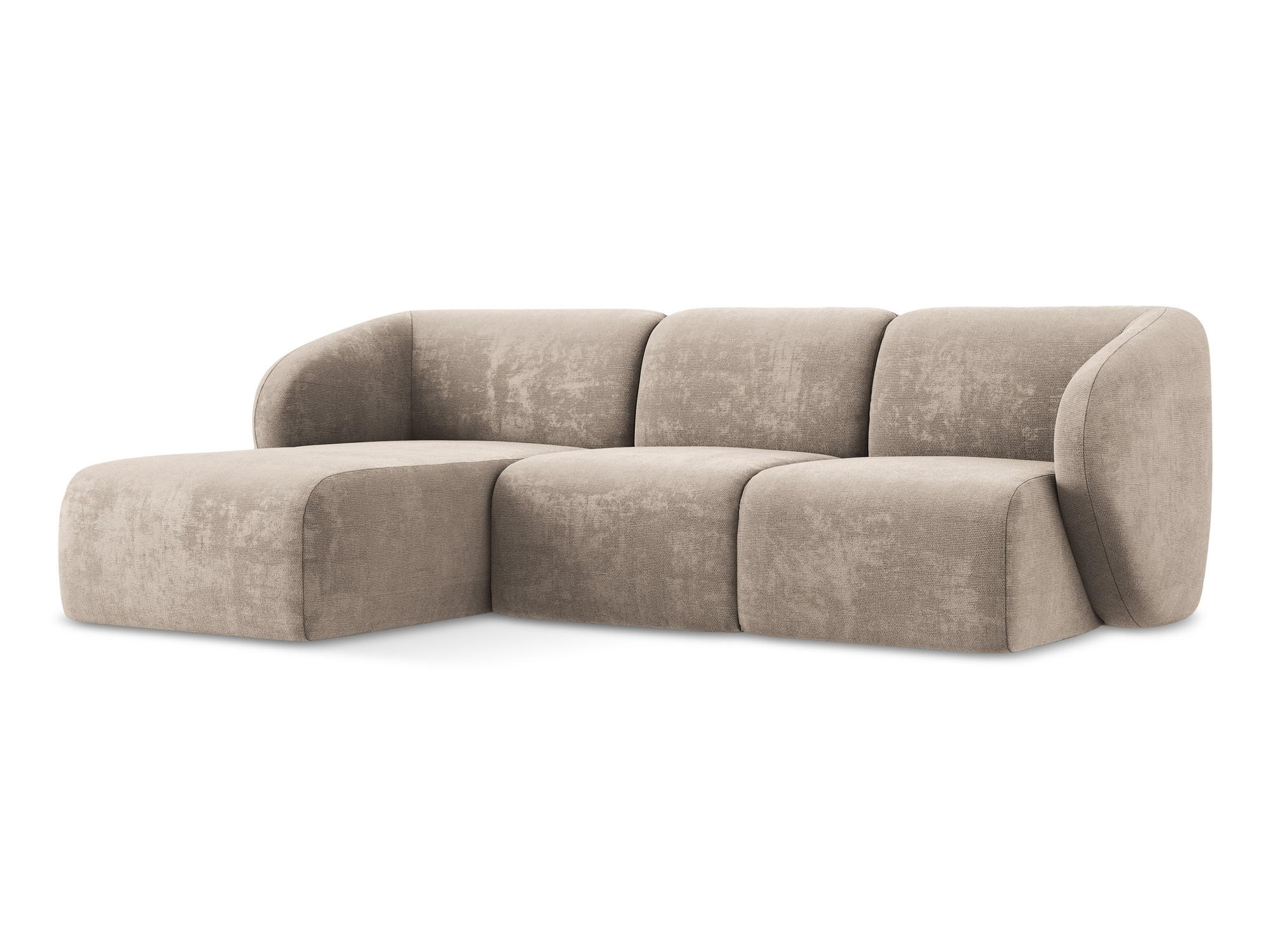 ECKSOFA Links Chenille Stoff Beige - Schwarz/Cappuccino, Holzwerkstoff/Kunststoff (248/166cm) - Makamii