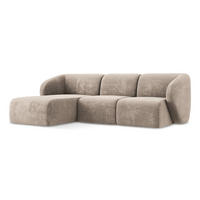 ECKSOFA Links Chenille Stoff Beige - Schwarz/Cappuccino, Holzwerkstoff/Kunststoff (248/166cm) - Makamii