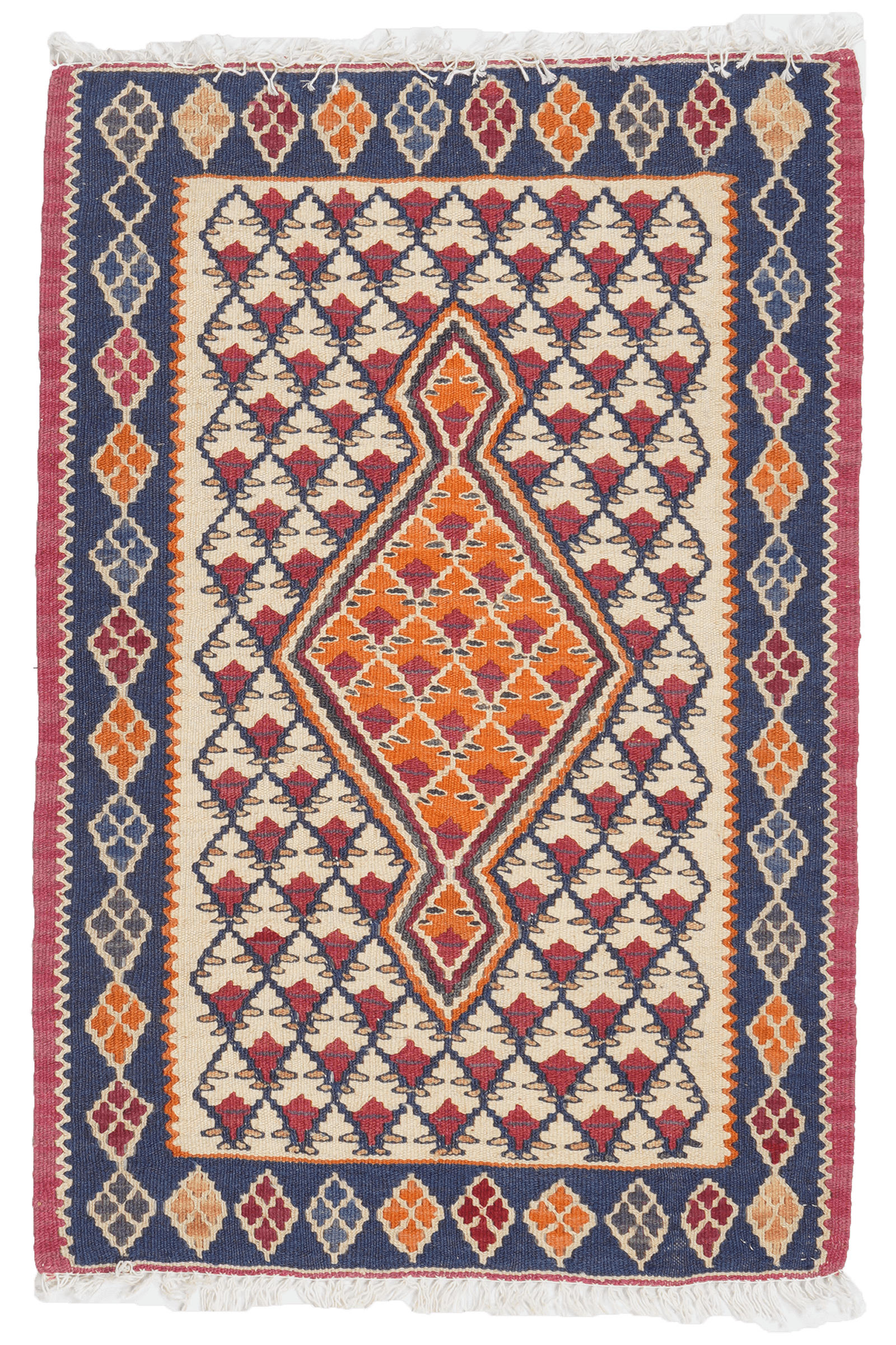 HANDWEBTEPPICH Kelim Senneh Beige 90/60 cm Schurwolle - Beige, Textil (60/90cm) - Looma