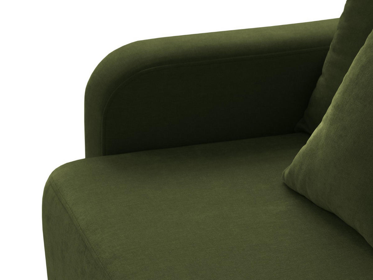 SOFA ausklappbar mit Bettkasten Elen aus strukturiertem Stoff grün 3 Sitzplätze - Grün, Textil (231/86/106cm) - Micadoni