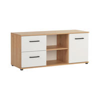 LOWBOARD Fernsehtisch Bente Artisan Oak Weiß - Eichefarben/Schwarz, Holzwerkstoff/Kunststoff (114/51/39cm) - arthur berndt