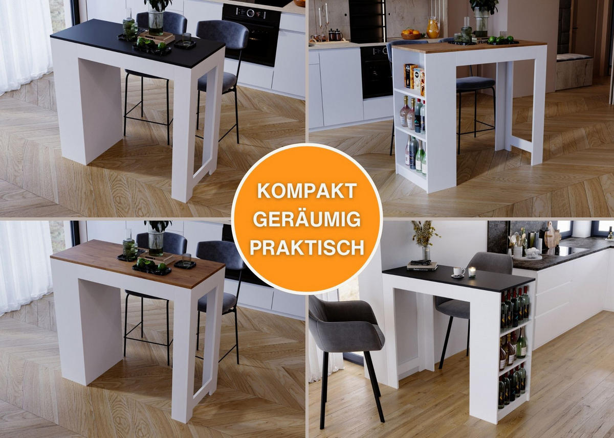 BARTISCH Schwarz 103/50.5/115cm - Schwarz/Weiß, Holzwerkstoff (115/103/50.5cm) - CraftPAK