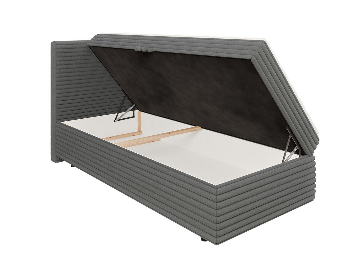 BOXBETT Roma 90/200 cm Dunkelgrau Plüschcord - Dunkelgrau/Schwarz, Holz/Kunststoff (90/200cm) - S-Style Möbel
