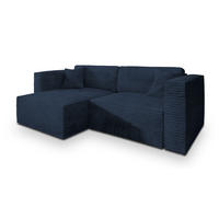ECKSOFA NERIO Blau Kordstoff mit Schlaffunktion - Blau, Holz (245/148cm) - MASSENO