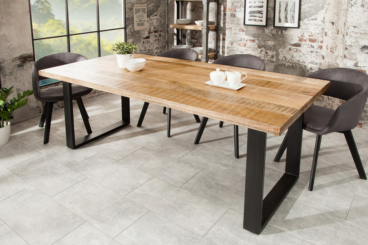 ESSTISCH IRON CRAFT Mango Natur 160 cm - Schwarz/Braun, Holz (90/160/77cm) - riess-ambiente