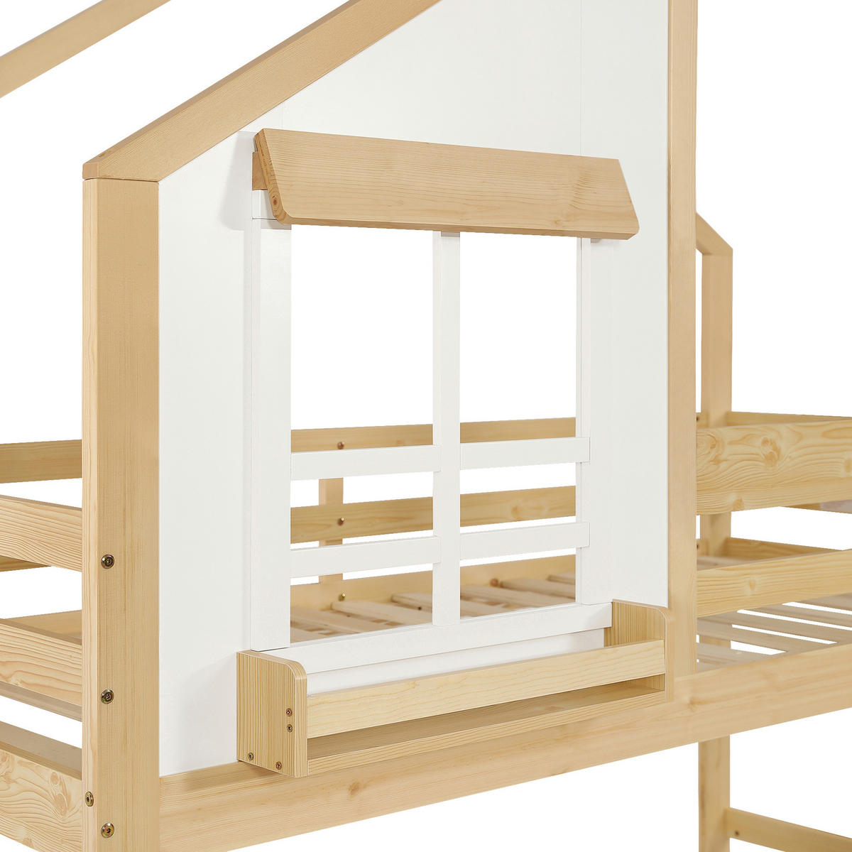 ETAGENBETT 90/200 cm DE-32748 mit Schubladen und Sicherheitsleiter Weiß/Natur - Naturfarben, Holz (90/200cm) - ComfortXL
