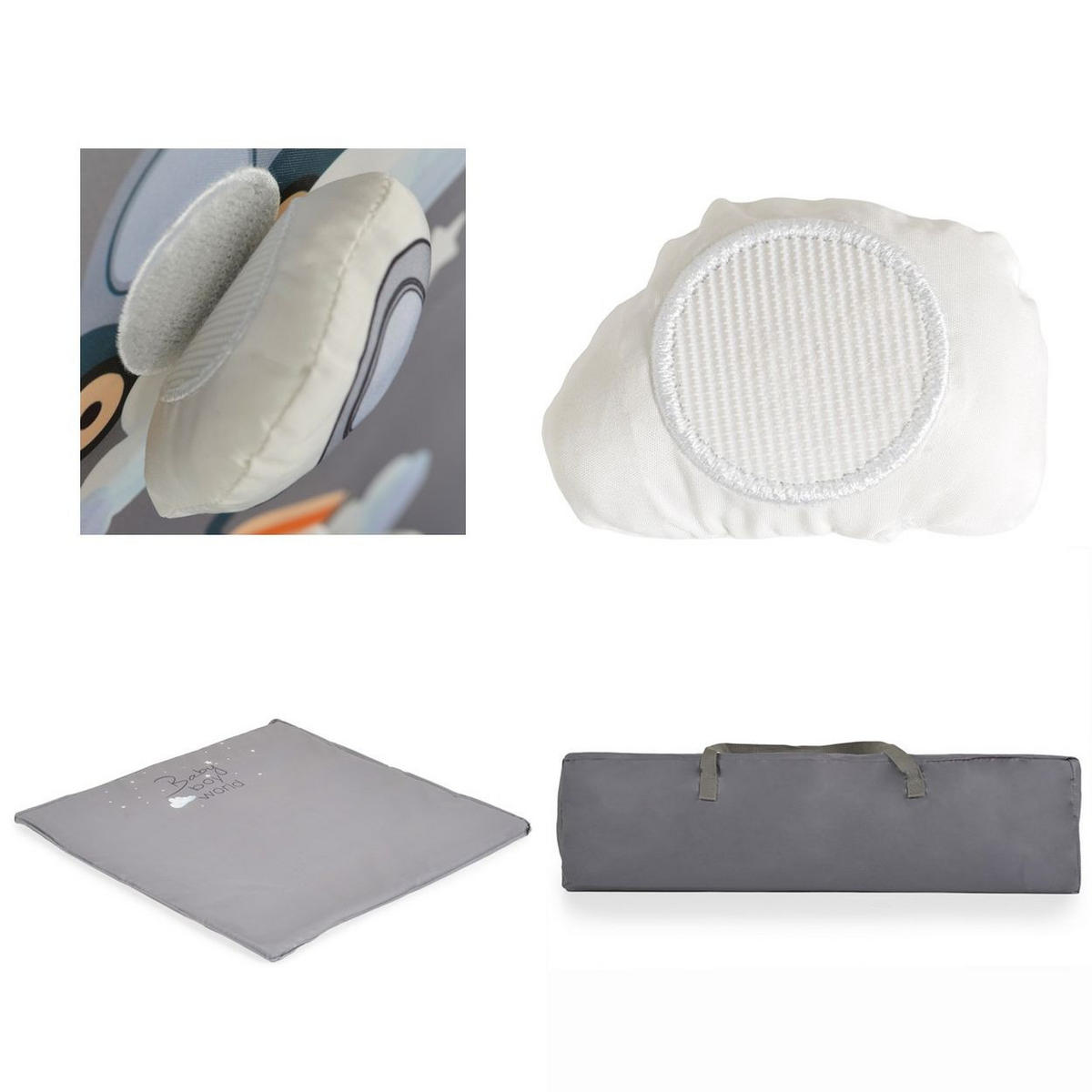 LAUFSTALL Joyzi Matratze grau Reisebett faltbar Tasche vier Plüschfiguren - Grau, Textil (90/90cm) - Cangaroo