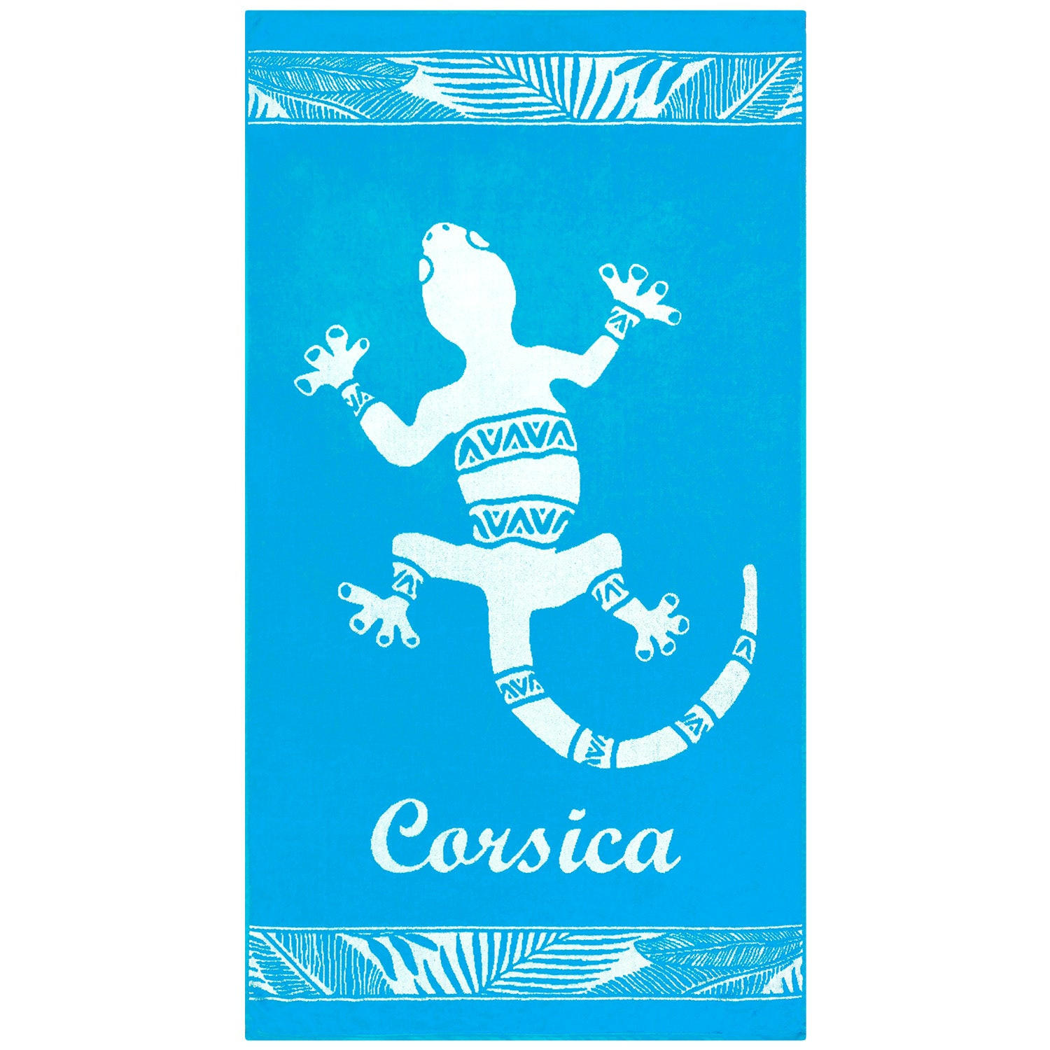 STRANDTUCH Frottee Velours Jacquard Blau 90x170 400g/m² - Orzu - Blau, Textil (170/90cm) - LE COMPTOIR DE LA PLAGE