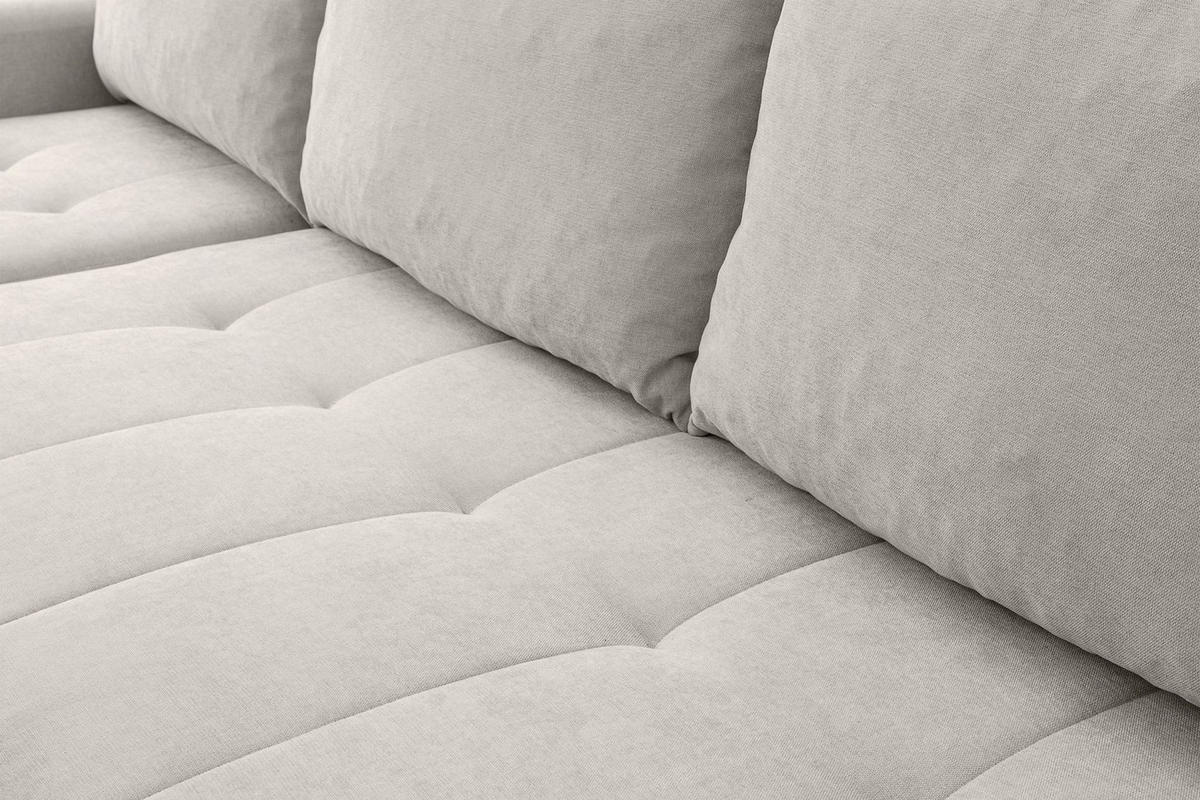 ECKSOFA Timmone Hellbeige Chenille 230 cm - Ecru/Schwarz, Kunststoff/Textil (230/149cm) - Selsey