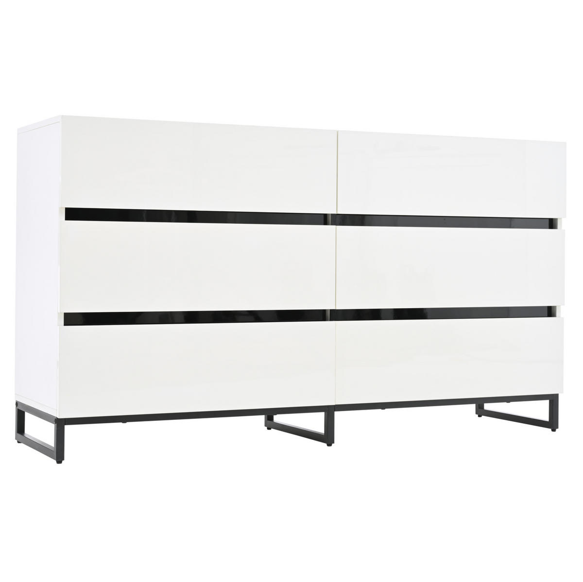 SIDEBOARD 140/39.5/78.5 cm Weiß/Schwarz aus Spanplatte mit 6 Schubladen - Weiß, Holzwerkstoff (39.5/78.5/140cm) - OKMYHOME