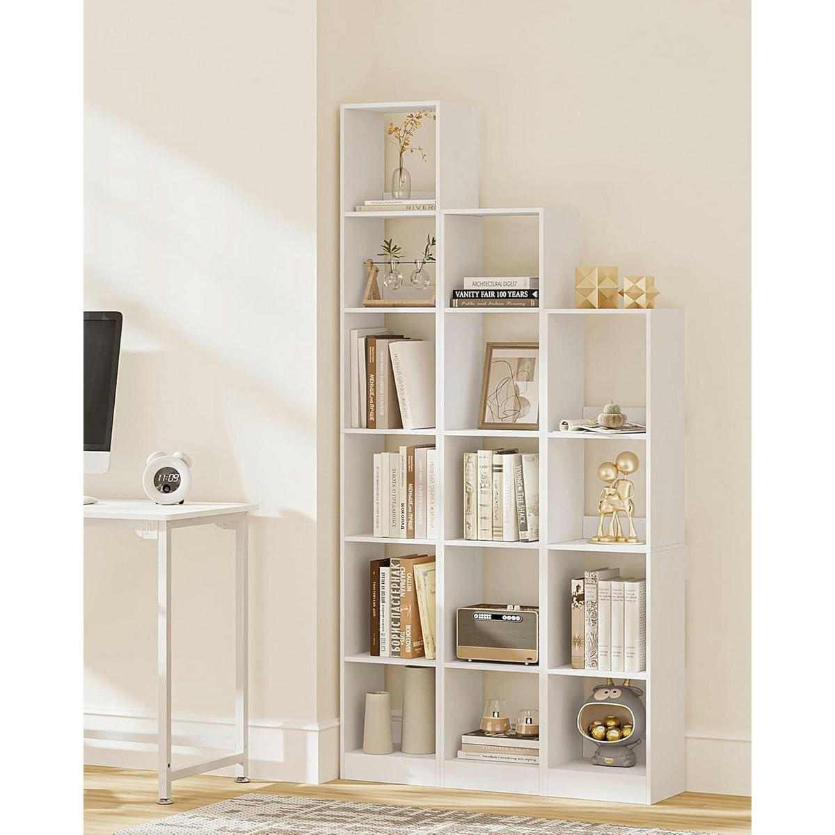 BÜCHERREGAL Würfelregal Weiß 24 x 30 x 124 cm - Weiß, Holzwerkstoff (30/124/24cm)