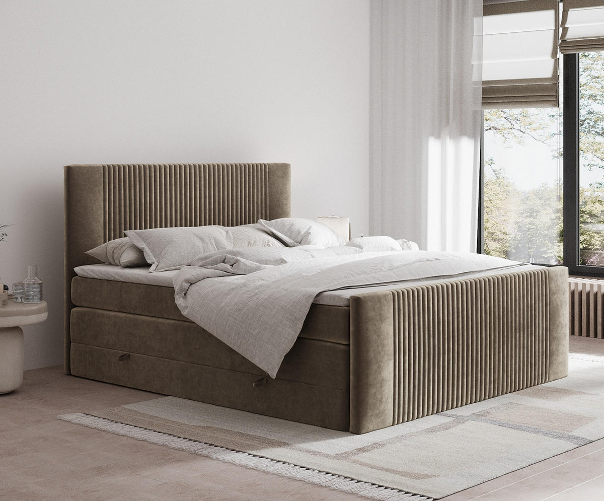 BOXSPRINGBETT Bergamo Braun 160/200 cm - Schwarz/Braun, Holz/Holzwerkstoff (160/200cm) - Maison de Reve