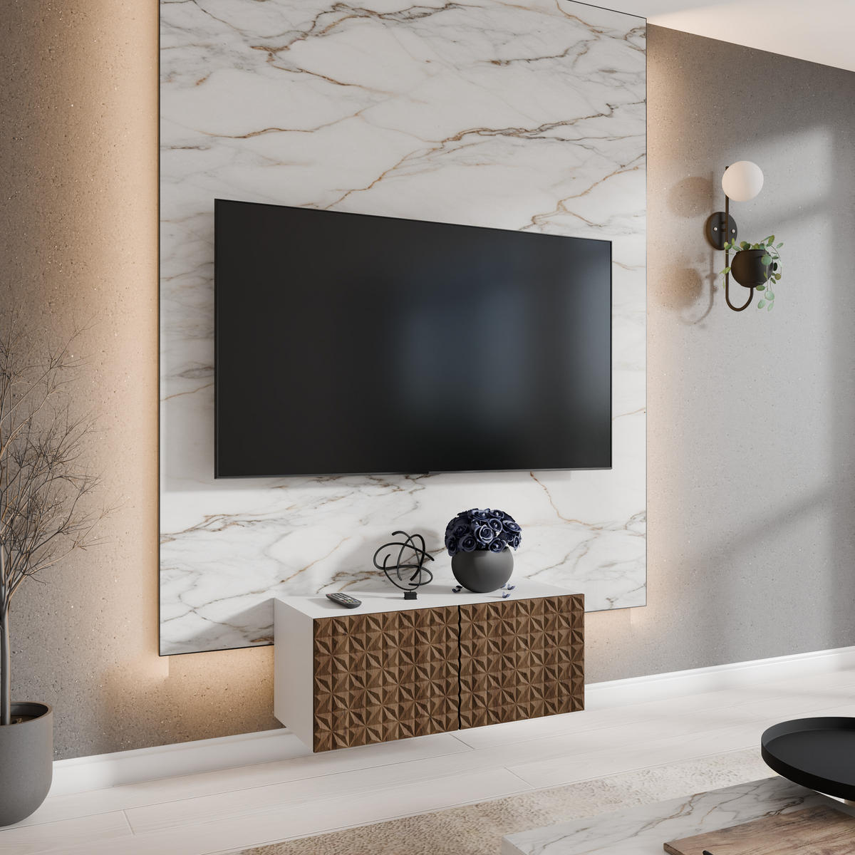 TV-SCHRANK CALI - Wildeiche/Weiß, Holzwerkstoff (100/41/40cm) - Meblini