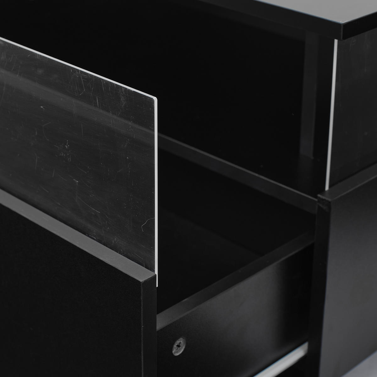 COUCHTISCH 70/70/41 cm schwarz mit 2 Schubladen und LED-Beleuchtung - Schwarz, Holzwerkstoff (70/70/41cm) - OKWISH