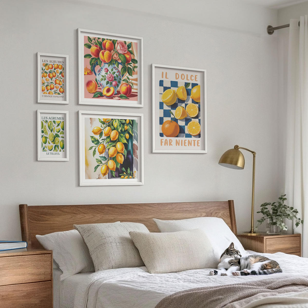 BILDER SET 5er Set - 50x50 cm & 20x30 cm & 40x60 cm Weißer Rahmen - Zitronenbäume im Topf - Weiß, Kunststoff (40/60cm) - TULUP