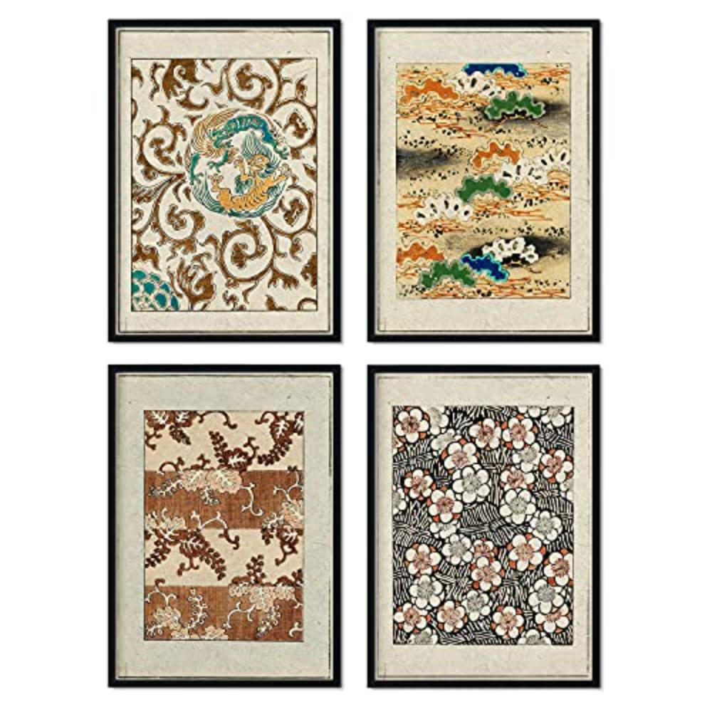 POSTER Set mit 4 mit braunen Tönen japanischen JahrgangMagazins Shin Bijutsukai A3 Rahmenlos - Klar, Papier (29.7/3cm) - Nacnic