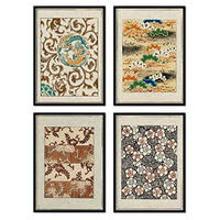 POSTER Set mit 4 mit braunen Tönen japanischen JahrgangMagazins Shin Bijutsukai A3 Rahmenlos - Klar, Papier (29.7/3cm) - Nacnic