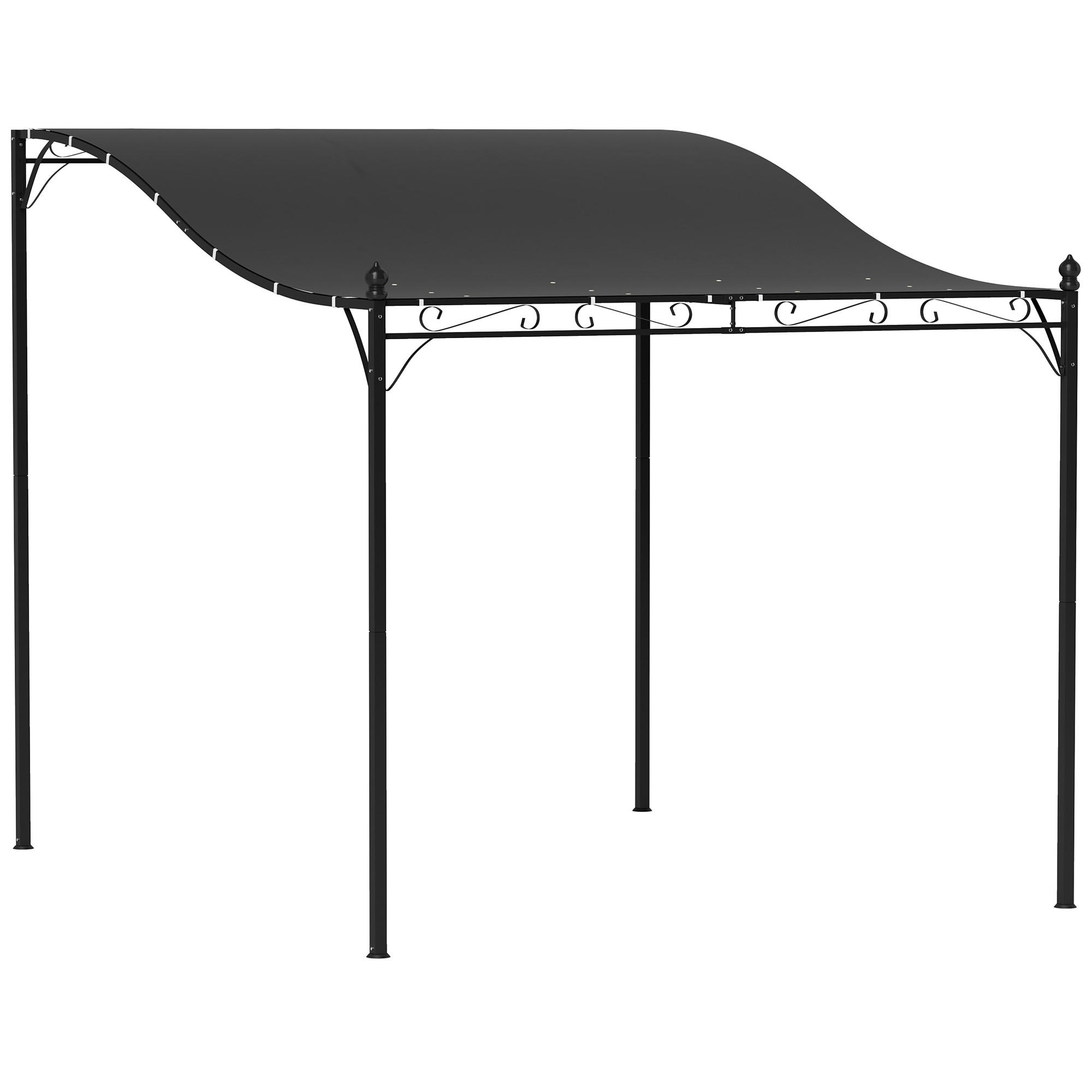 ANBAUPAVILLON Pergola mit Dach - Dunkelgrau, Metall (298/250/248cm) - Outsunny