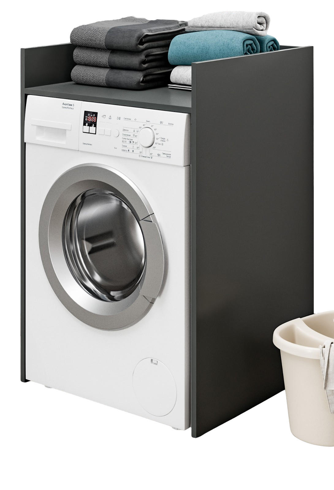 Inn.Furn Waschmaschinenumbau Grau 66x101x60 cm