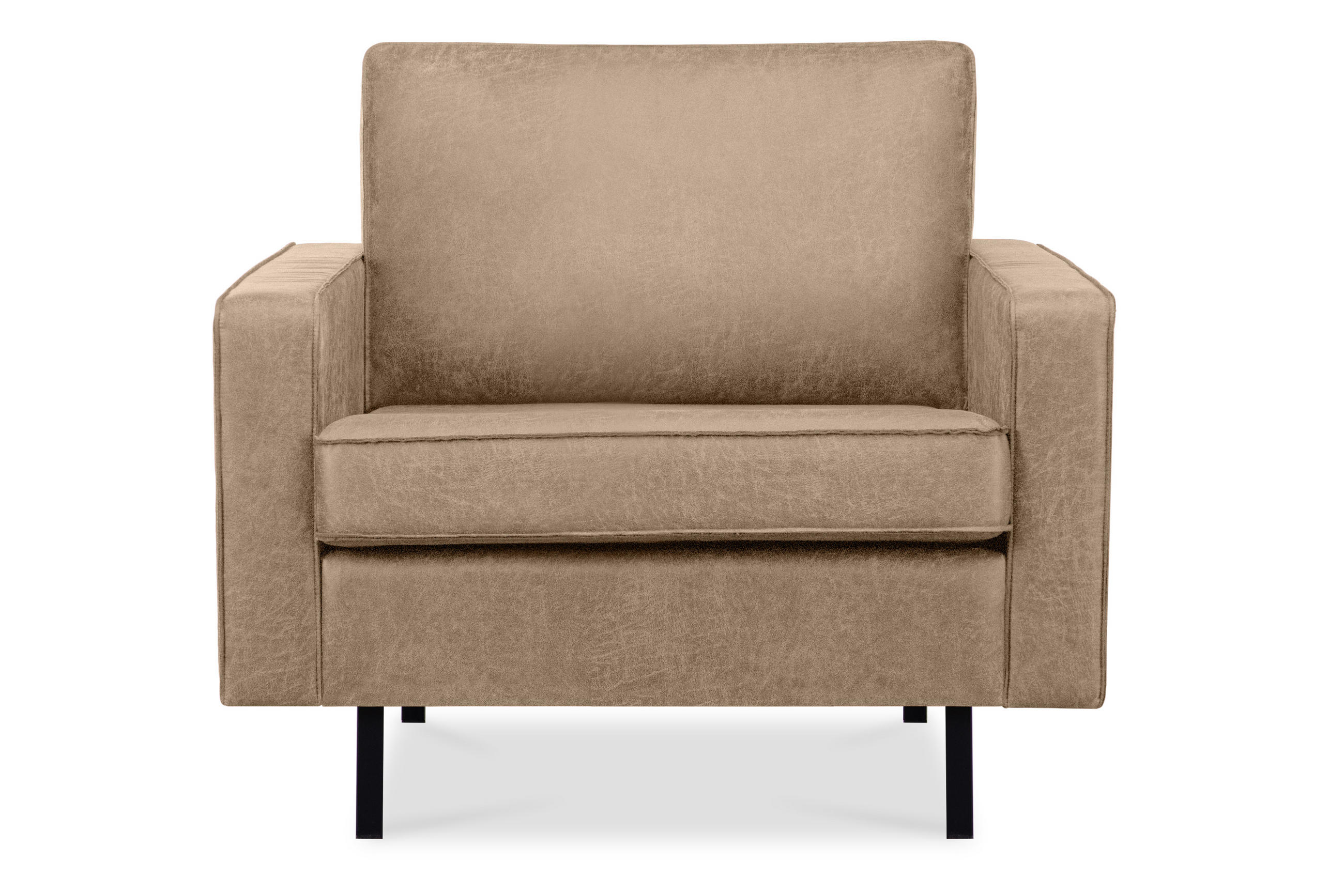 SESSEL INVIA mit Armlehnen auf hohen Metallbeinen vintage, Lederoptik-Stoff, Beige - Beige/Schwarz, Textil (98/87/98cm) - KONSIMO®