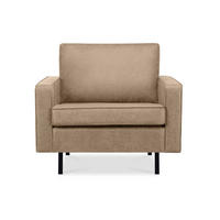 SESSEL INVIA mit Armlehnen auf hohen Metallbeinen vintage, Lederoptik-Stoff, Beige - Beige/Schwarz, Textil (98/87/98cm) - KONSIMO®