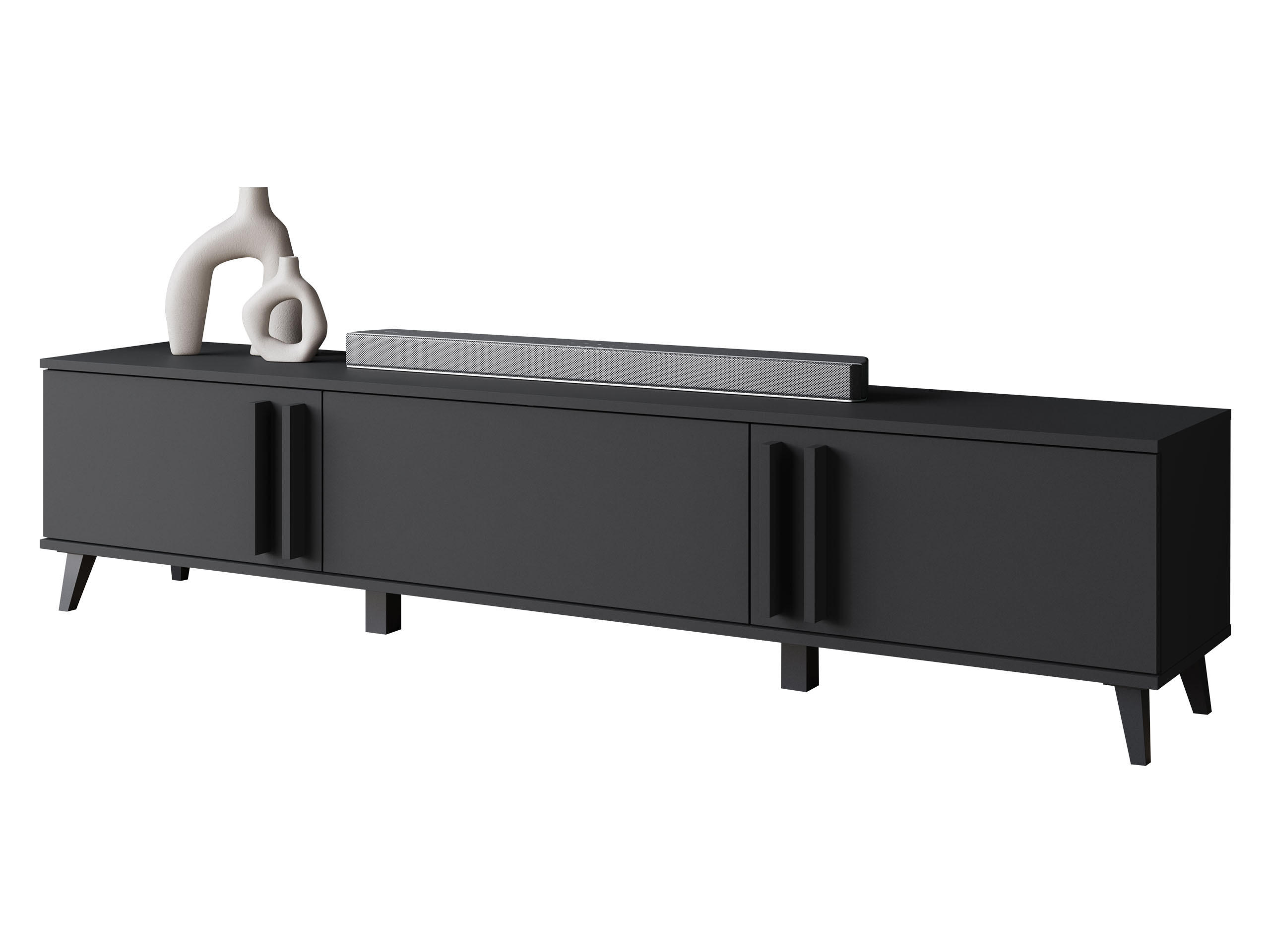 TV-LOWBOARD Helsinki 183 - Schwarz/Graphitfarben, Holzwerkstoff/Kunststoff (180/70/33cm) - MIRJAN24