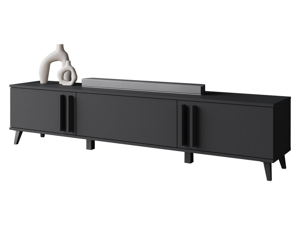TV-LOWBOARD Helsinki 183 - Schwarz/Graphitfarben, Holzwerkstoff/Kunststoff (180/70/33cm) - MIRJAN24